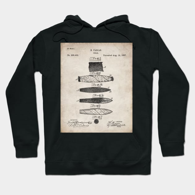 Cigar Making Patent - Cigar Smoker Smoke Tobacco Shop Art - Antique Hoodie by patentpress